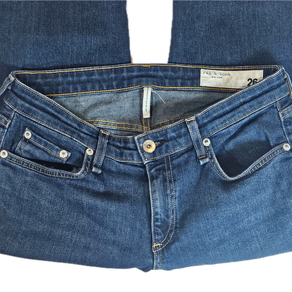 Rag & Bone Jeans Womens 26 Blue Denim Dre Low-Rise Made in USA Slim Boyfriend - Picture 6 of 12